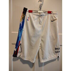 Brooklyn Nets 2020-21 City Edition Nike Basketball Shorts white YOUTH LARGE NWT